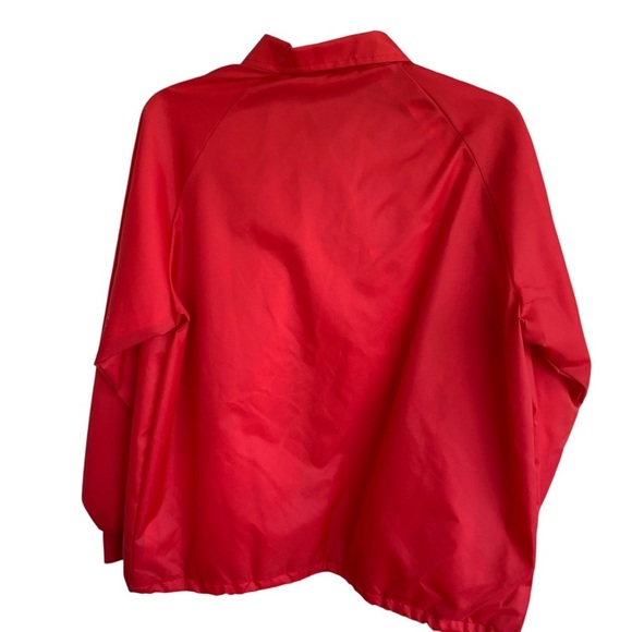 Vintage 80s 90s Nylon Snap Button Windbreaker Jacket Red Size L New Old Stock - Picture 2 of 8